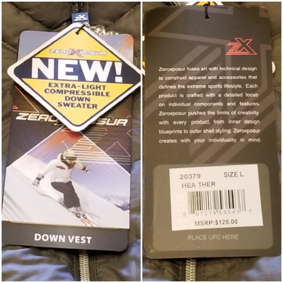 🆕️ ZeroXposur Women's Large Grey Down Vest 20379 - Picture 7 of 8